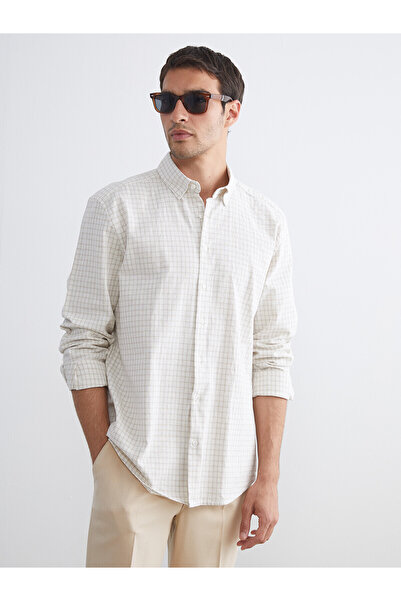 LC Waikiki Alita City Regular Fit Long Sleeve Plaid Linen Blend Men's Shirt w...