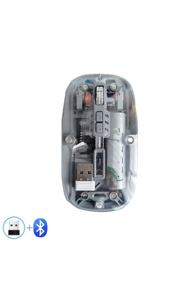 choice2 Grey Warvank T1 Transparent Wireless Mouse Dual Mode 2.4G Bluetooth-c...