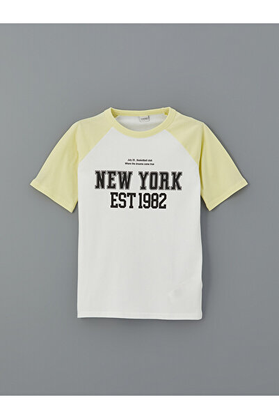 LC Waikiki Original Oval Collar Printed Boy's T-Shirt