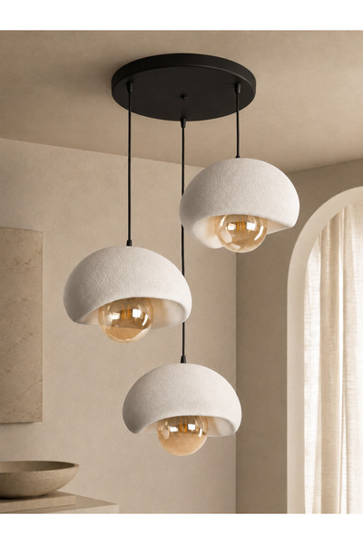 Limon 3D Desing 3 Lü Sarkıt Avize Rustik E27 Modern Avize Bohem Beton Görünüm...