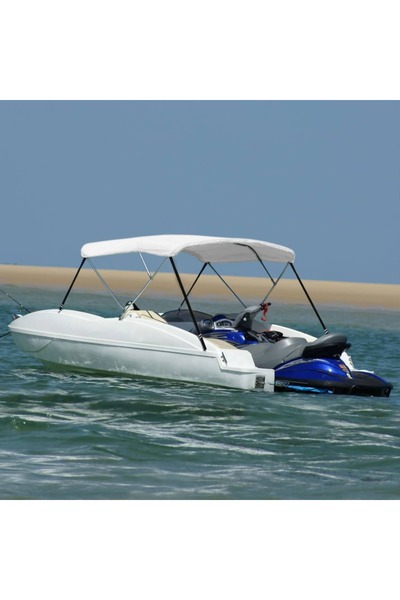 Concept Parasolar barcă Bimini cu 3 arcuri, alb, 183x160x137 cm