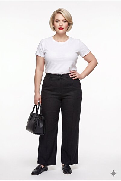 Gala-Xi Large Size Buttoned Wide Leg Trousers