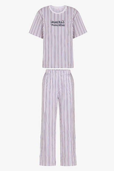 Penti Vacation Çizgili Kısa Kollu Pantolon Pijama Takımı