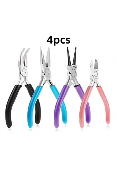 Choice4 4pcs-1set 4Pcs/1pcs Iron Jewelry Pliers Tool Kit Includes Needle Roun...