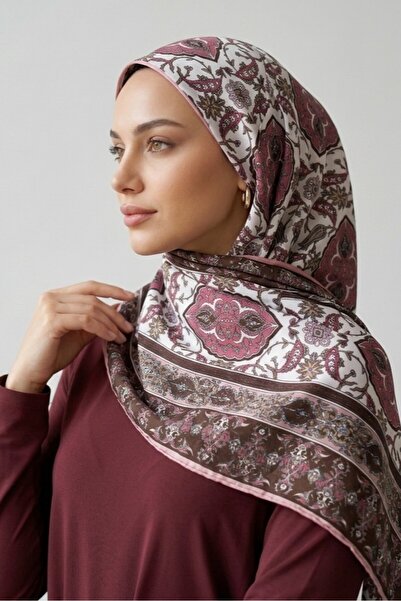 Eşarp İp Rayon 100*100 Desenli - Pembe