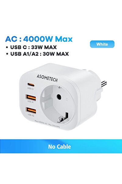 Choice شاحن GaN أبيض 33 واط بمقبس الاتحاد الأوروبي، PPS PD 30 واط QC3.0، شاحن...