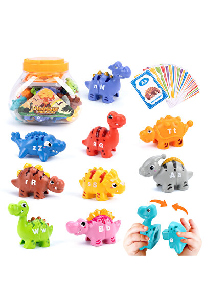 Choice1 36pcs with bottle Dinosaur Matching Game Toy Letter&Number Matching C...