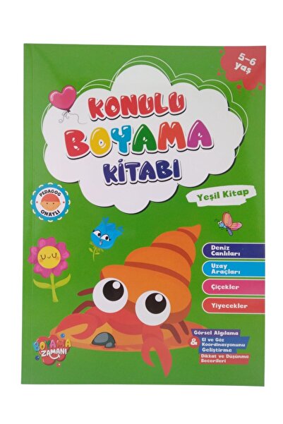 Koloni Kitap Themed Coloring Green Book 5-6 Years Old