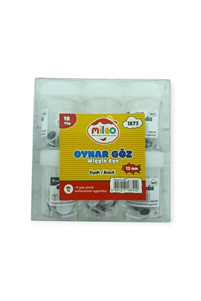 Mas Mileo 12 mm Movable Eye - Black - 12 Tubes
