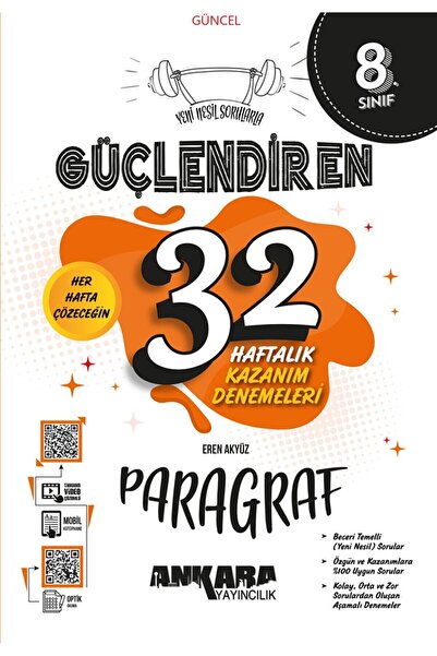 Ankara Yayıncılık 8.Sınıf Paragraf Yeni Nesil Sorularla Güçlendiren 32 Haftal...