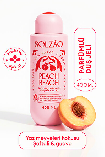 SOLZAO Peeling etkili Besleyici Vitaminli Şeftali Özlü Nemlendirici Duş Bakım...