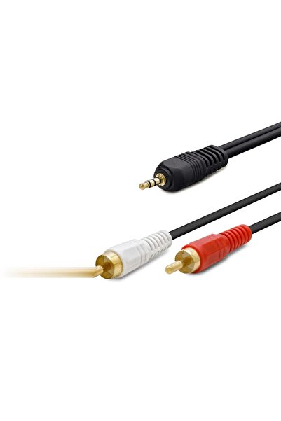 Skygo كابل 3.5 ملم إلى 2RCA، خطين، ذهبي، 10 متر، أسود، HDX1006