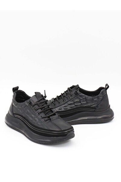 Guja 23K504 Siyah Hakiki Deri Air Taban Erkek Sneakers