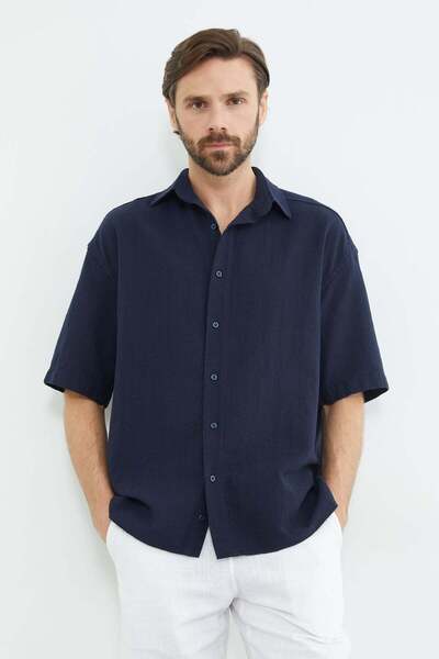 Fulla Moda Linen Look Short Sleeve Shirt