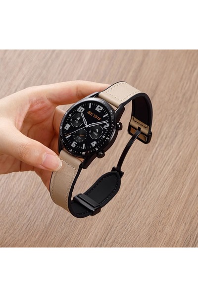 Choice1 22mm 6 apricot 22mm Magnetic Leather Watch Strap Compatible with Watc...