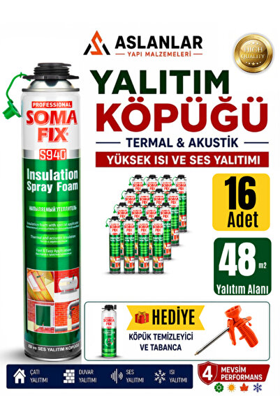 Somafix Poliüretan Termal Isı Ve Ses Yalıtım Sprey Köpük (16 ADET)