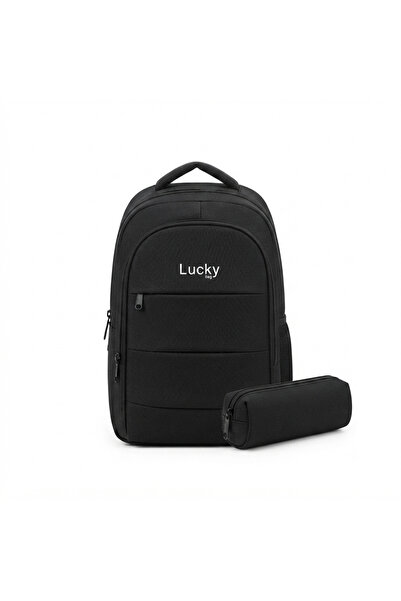 LUCKY BAG Geantă de școală neagră cu patru ochi Geantă de liceu ortopedică cu...