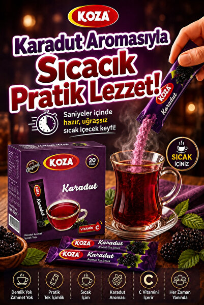 Koza Gurmelerin Seçimi Pratik Lezzet Karadut Aromalı Tek İçimlik Premium İçec...