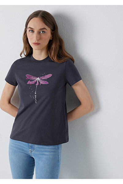 Mavi Butterfly Printed Anthracite T-Shirt Semi Slim Fit / Semi Narrow Cut 161...