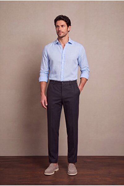 BRACCAS Men's Antracite Chino Trousers with Half Elastic Waist and Zipper