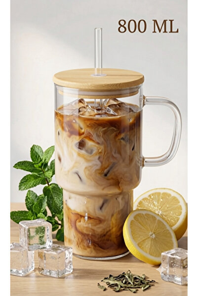 madamini 800 ml , 600 ml Borosilikat Cam Quencher Termos Kupa - Bambu Kapaklı...
