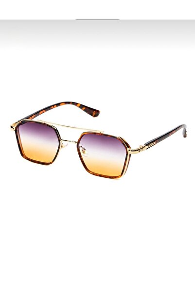 PİYESBOUTİQUE Brooklyn Unisex Leopard Gold Square Women's Men's Uv400 Protect...
