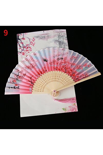 Choice3 9 1Pc Vintage Silk Folding Fan Retro Chinese Japanese Bamboo Folding ...