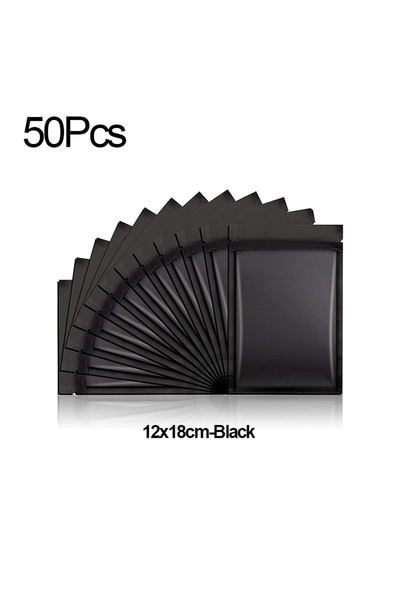 Choice 12x18cm-Black 50PCS Resealable Coffee Herb Powder Zipper Pack Bag Smel...