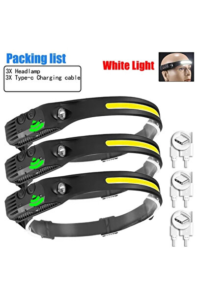 Choice 3PCS USB Rechargeable LED Sensor Headlamp COB Headlight Head Torch Wor...