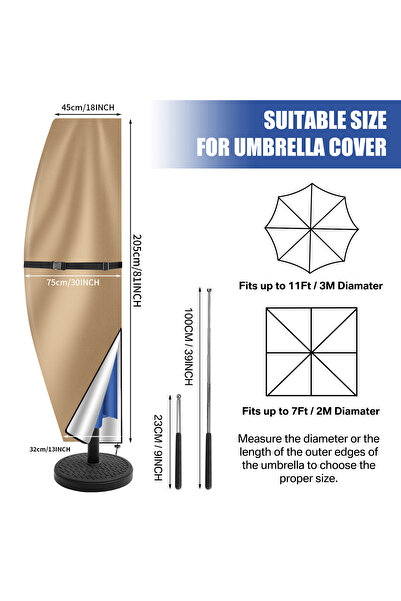 Choice18 Banana 205CM Pro Outdoor Cantilever Umbrella Cover Waterproof Patio ...