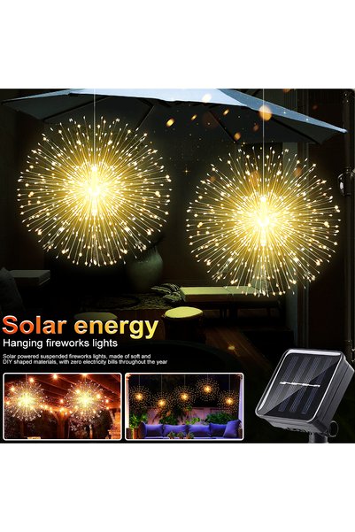 Choice 200Leds 8Modes Warm White Solar Firework Lights Outdoor - 90/150/200 L...