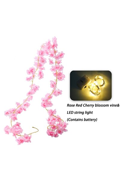 Choice3 1pcs rose red 180CM Artificial Sakura Flowers Vine LED String for Wed...