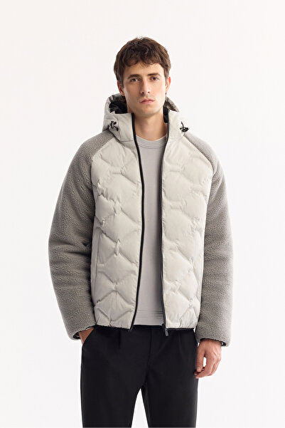 Avva Men's Gray Hooded Windproof -5 Degree Resistant Plush Regular Fit Coat A...