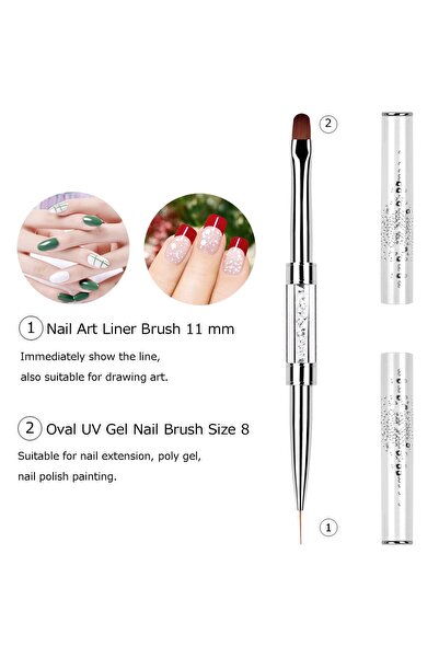 Choice White 1pc 1/2/3Pcs Double Ended Nail Art Brushes Oval Gel Nail Brushes...