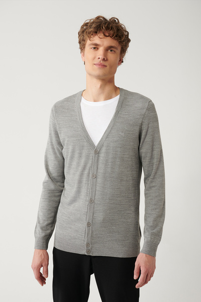 Avva Graue Basic-Strickjacke für Herren E005007