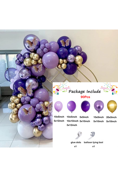 Choice As picture No 1 90Pcs Purple Ballon Garland Arch Kit Metallic Gold Pur...