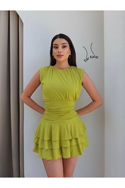 ESRAHELVACI فستان ميني ثنيات