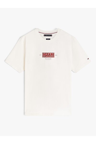 Tommy Hilfiger HERITAGE LABEL TEE Erkek Sarı T-Shirt - MW0MW42392