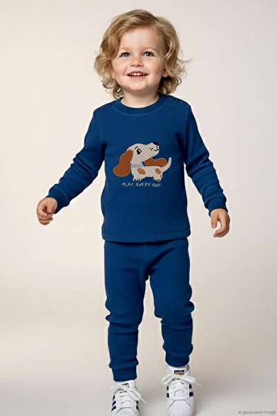Breeze Baby Boy Tracksuit Set with Cute Puppy Embroidery, 9 Months-3 Years, I...