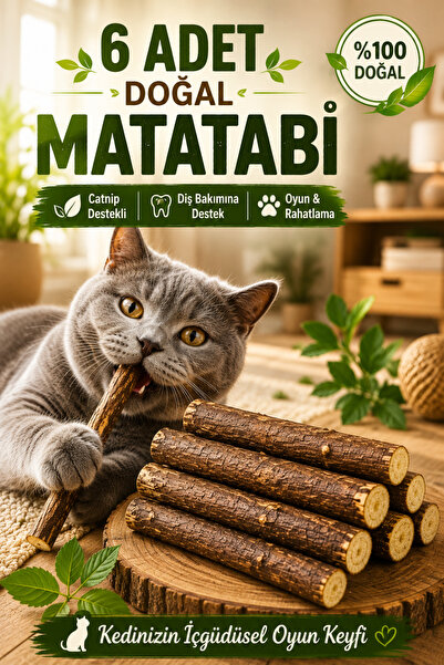 Yıldızhane 6 Adet Doğal Catnip Destekli Matatabi Çubuğu Kedi Oyuncağı Kedi Ya...