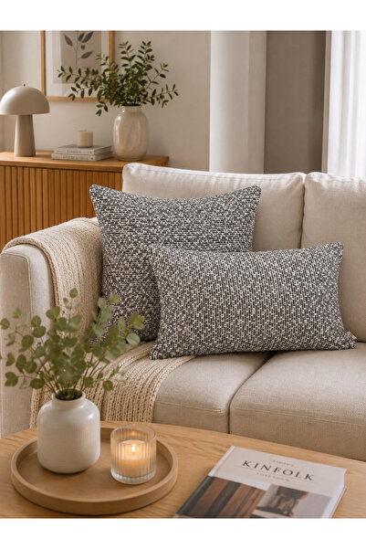 Decamor home Bohemian Knitted Pattern Gray Throw Pillow Cover 1 Piece