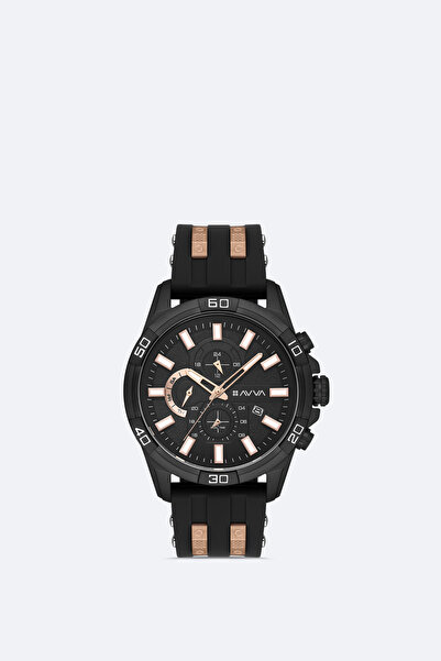 Avva Men's Black Gift Boxed Silicone Cord Wristwatch B009042