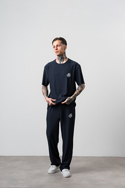 Respire Men's Not Today Written T-Shirt Pants Set Navy Blue