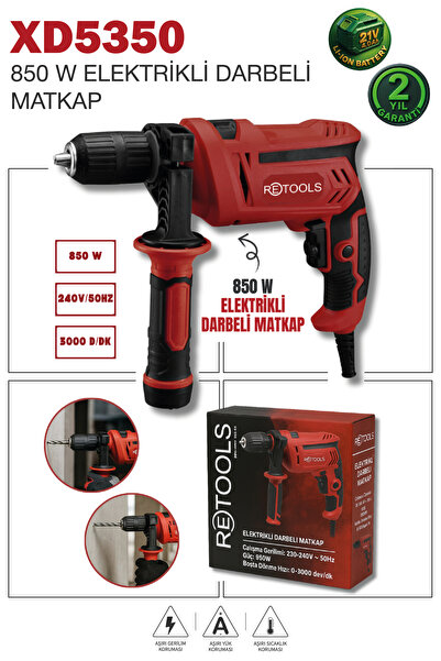 RETOOLS XD5350 850W Elektrikli Darbeli Matkap