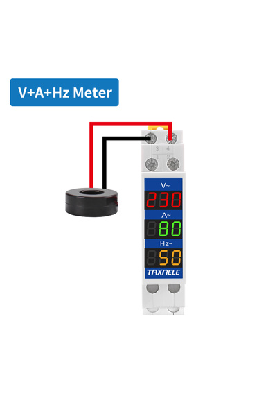Choice1 VAHz Din Rail 18mm Voltage Current HZ Meter AC 80-500V 220V 380V 100A...