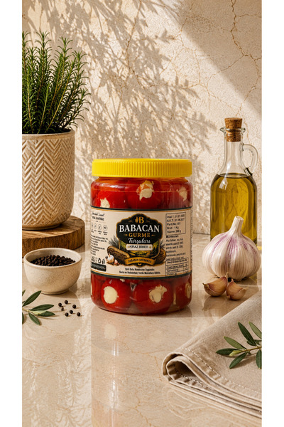 BABACAN GURME TURŞULARI Peynir Dolgulu Kiraz Biber Turşusu 1KG | Gurme Meze L...