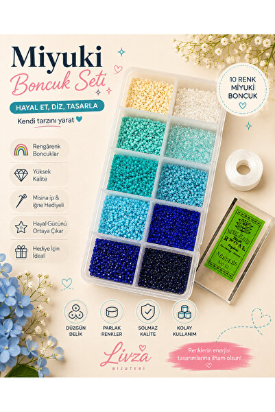 LİVZA BİJUTERİ Miyuki Delika Set Takı Yapım Seti 29 Mavi Renk