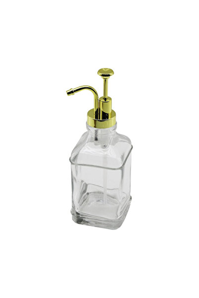 Go İthalat Square Glass Bottle - Transparent Liquid Soap Dispenser 500ml Pump...
