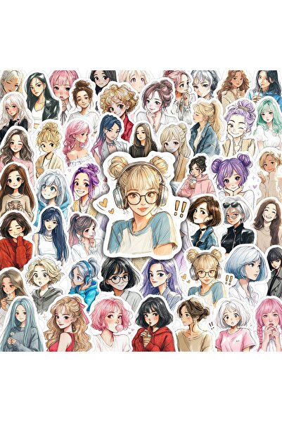 Choice MULTICOLOR 55Pcs Cute Korean Girl Stickers Ins Girls Decals For Phone ...