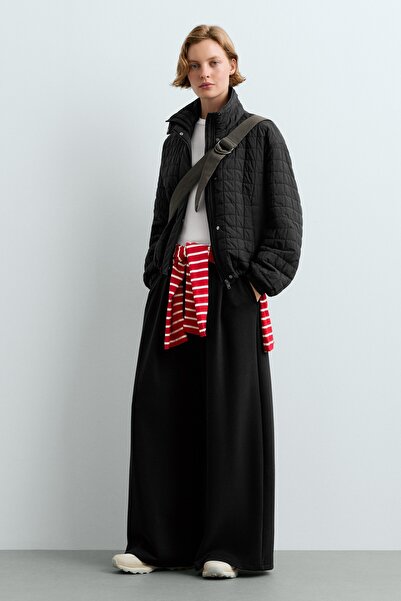 Oysho Modal piqué wide-leg trousers